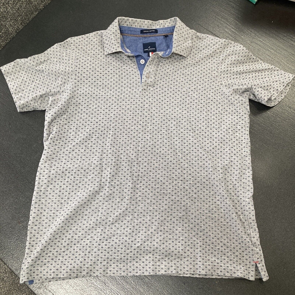 Daniel Supima Cotton Men's Polo Shirt Size S Short Sleeve Grey Blue Paris